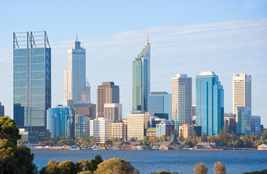 Perth city skyline in daylight